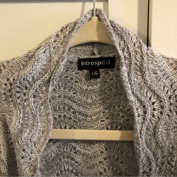 Introspect Light Grey/White Cardigan NWOT - Picture 3 of 11